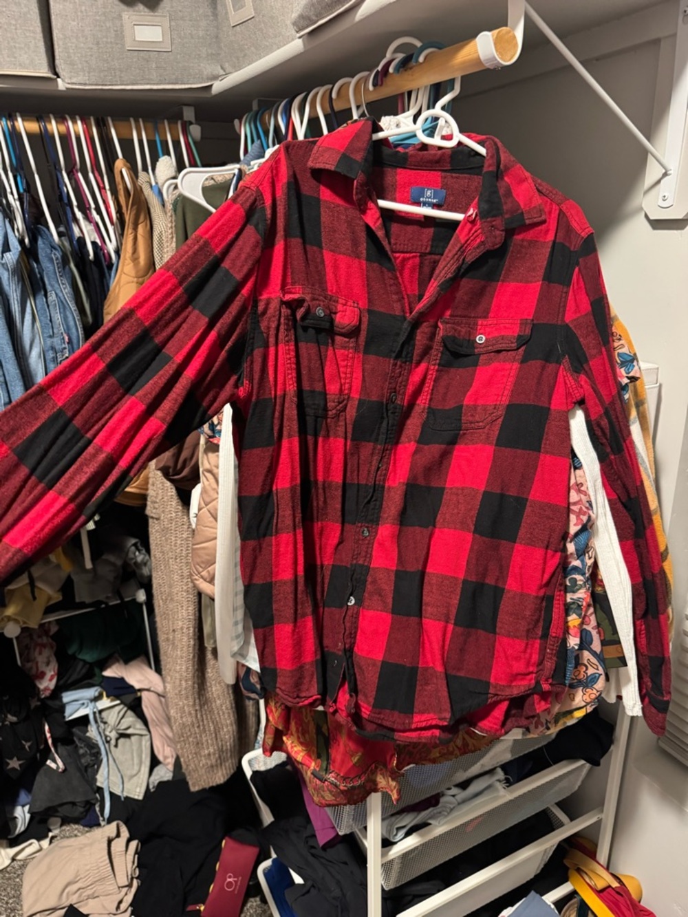 George Red and Black Plaid Button-Up Shirt